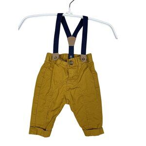 Newborn Pants With Removable Suspenders 0-3 Months Hipster Tan Mustard